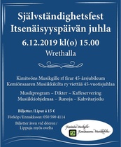 Självständighetsfest + Musikgillet 45 år / Itsenäisyysjuhla + Musiikkikilta 45 v